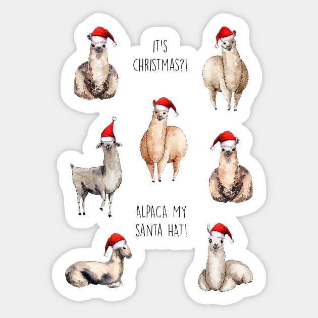 ALPACA MY SANTA HAT Sticker by Poppy and Mabel